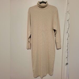 Prologue Neutral Beige Long Sleeve Knit Midi Dress